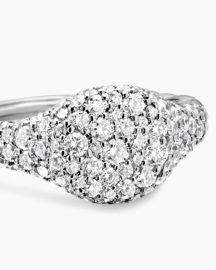 Petite Pav Pinky Ring In 18K White Gold 7mm Women David Yurman Pinky Petite Pav Pinky Ring In 18K White Gold 7mm Women David Yurman Pinky