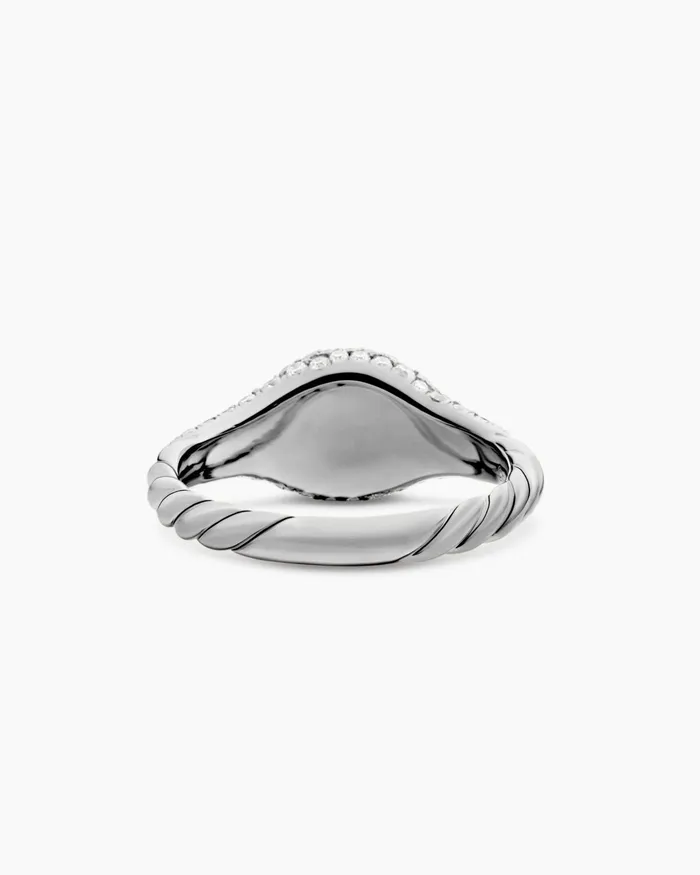 Petite Pav Pinky Ring In 18K White Gold 7mm Women David Yurman Pinky Petite Pav Pinky Ring In 18K White Gold 7mm Women David Yurman Pinky