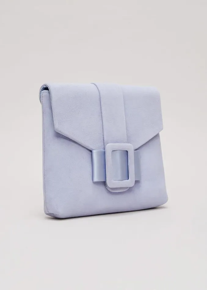 Phase Eight Bags and Clutches Buckle Front Clutch Bag Pale Blue 8211 Women
