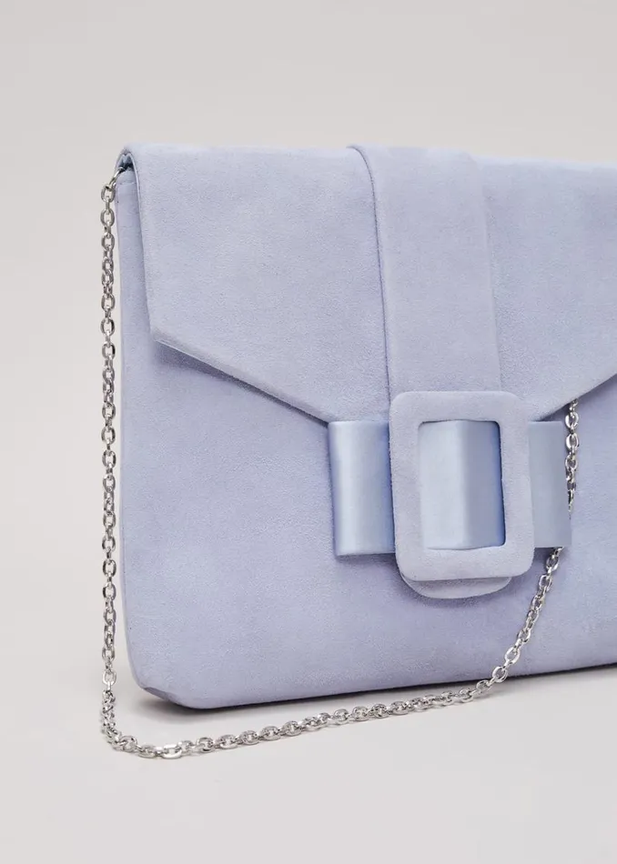 Phase Eight Bags and Clutches Buckle Front Clutch Bag Pale Blue 8211 Women