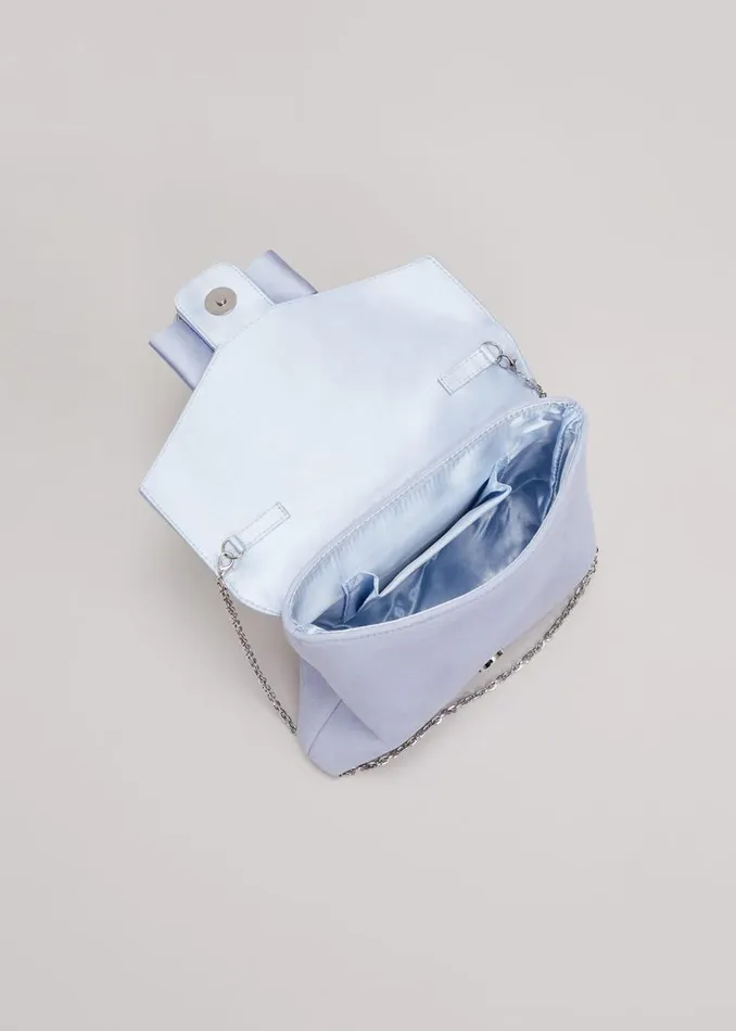 Phase Eight Bags and Clutches Buckle Front Clutch Bag Pale Blue 8211 Women