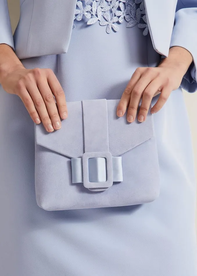 Phase Eight Bags and Clutches Buckle Front Clutch Bag Pale Blue 8211 Women