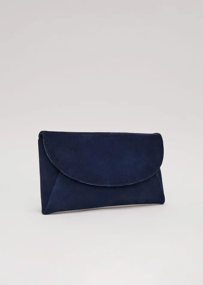 Phase Eight Bags and Clutches Suede Clutch Bag Navy 8211 Women