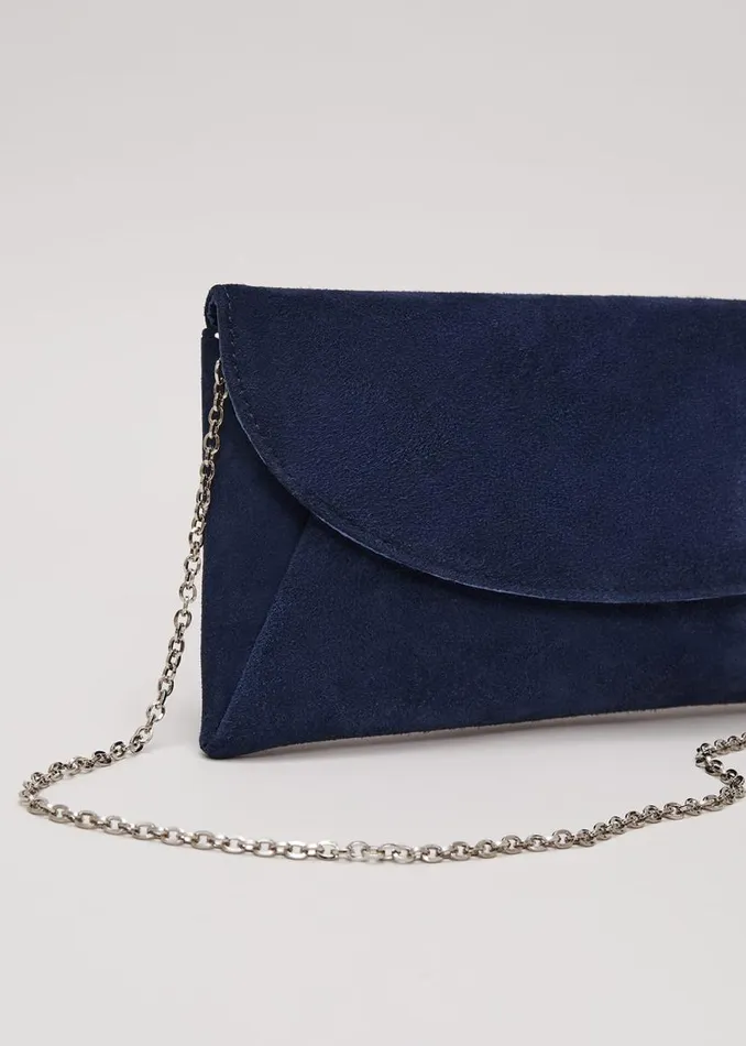 Phase Eight Bags and Clutches Suede Clutch Bag Navy 8211 Women