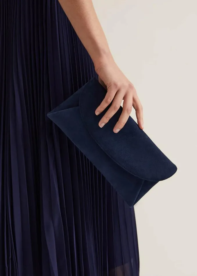 Phase Eight Bags and Clutches Suede Clutch Bag Navy 8211 Women