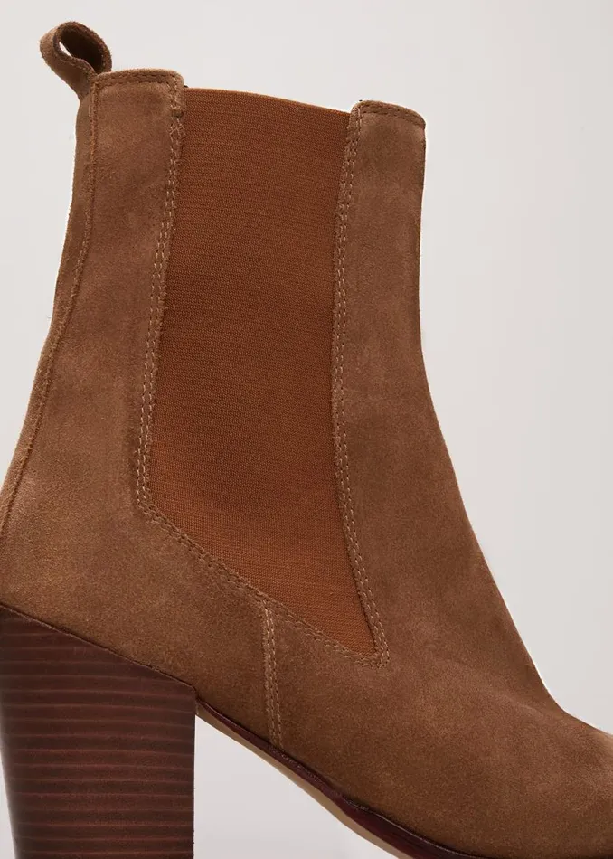 Phase Eight Boots Brown Suede Cowboy Boots Tan 8211 Women