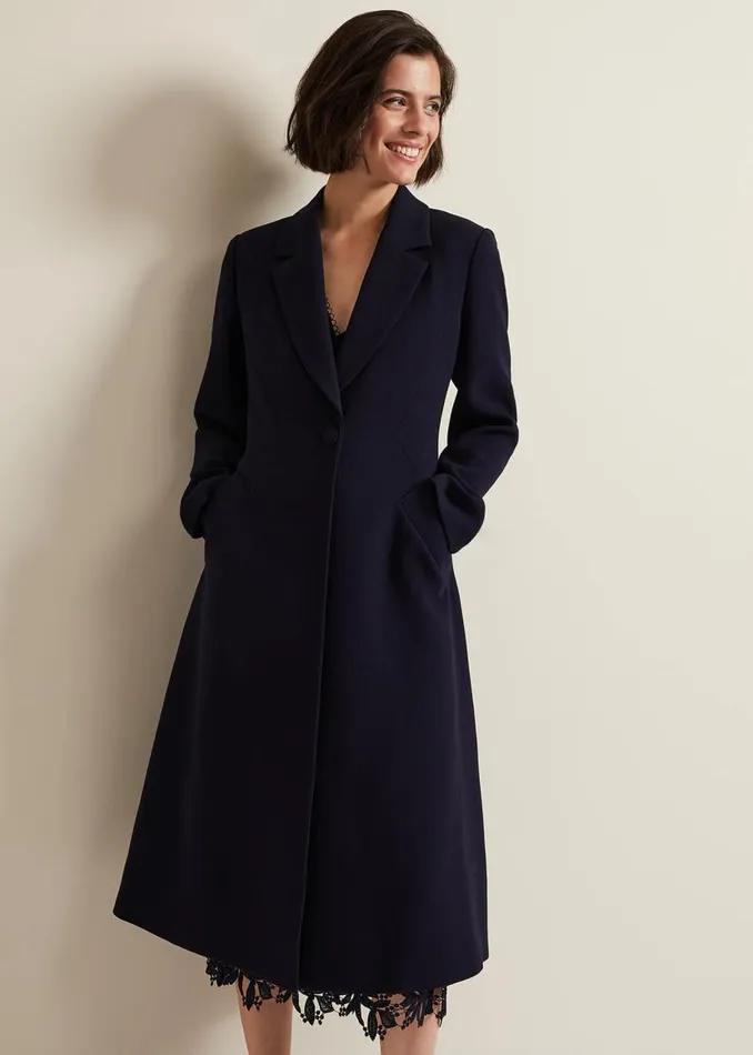Phase Eight Coats Juliette Crepe Coat Navy 8211 Women