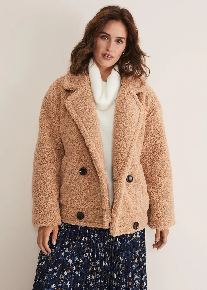 Phase Eight Coats Kelsey Short Teddy Coat Camel 8211 Women