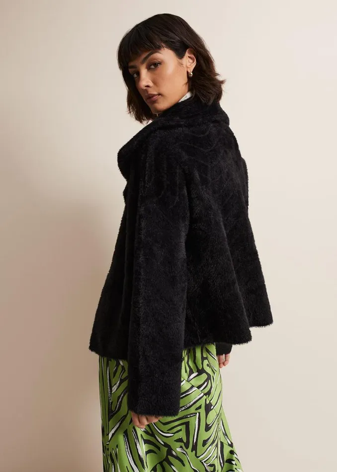 Phase Eight Coats Lucy Black Faux Fur Jacket Black 8211 Women