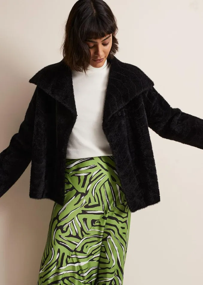 Phase Eight Coats Lucy Black Faux Fur Jacket Black 8211 Women