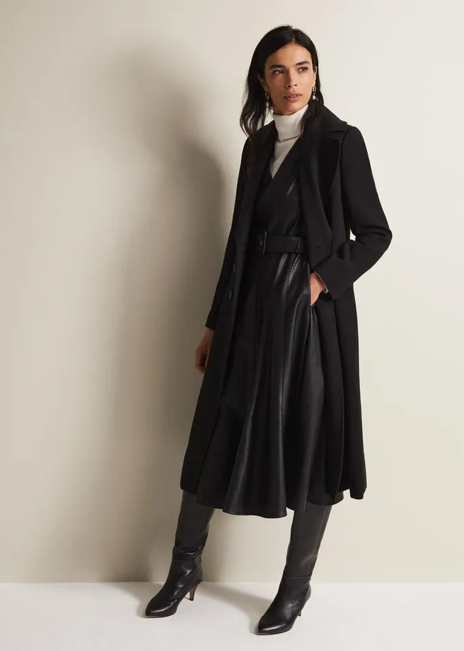 Phase Eight Coats Sandra Black Long Smart Coat Black 8211 Women