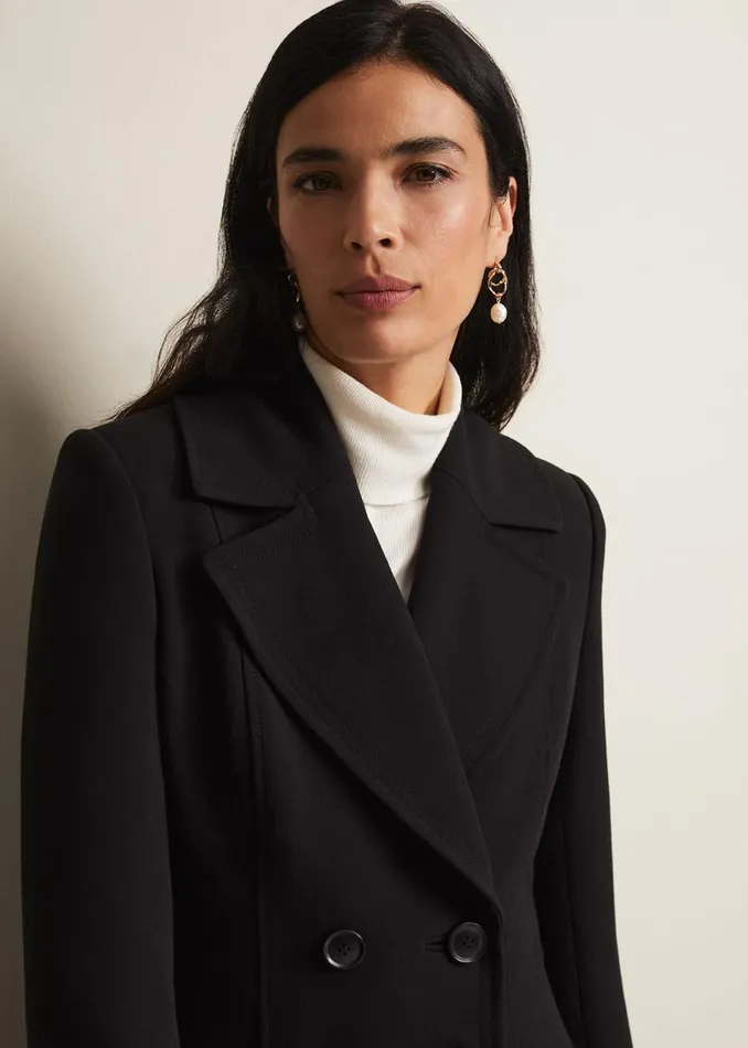 Phase Eight Coats Sandra Black Long Smart Coat Black 8211 Women