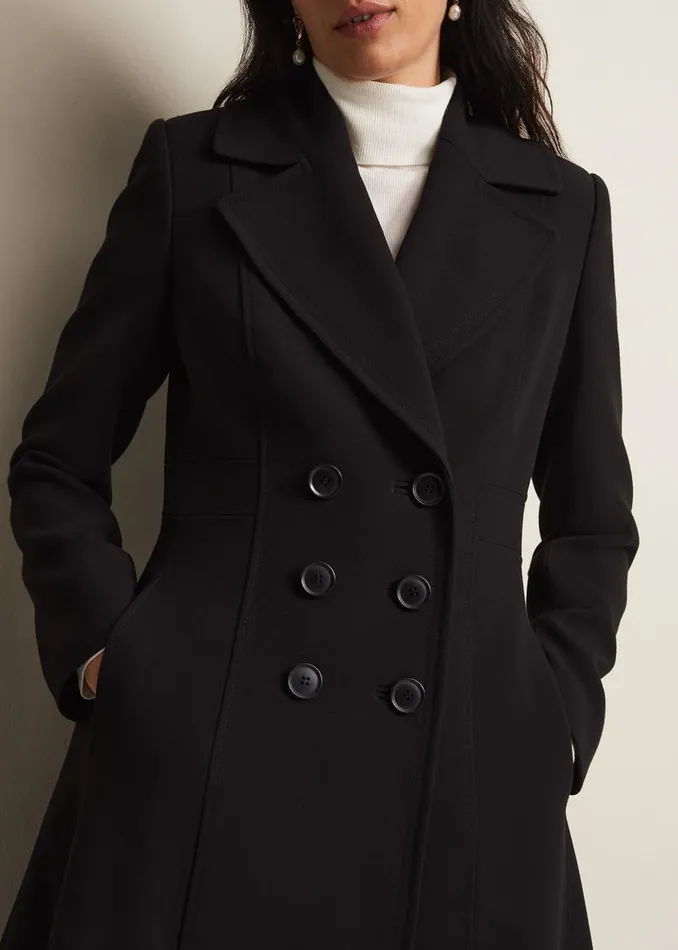 Phase Eight Coats Sandra Black Long Smart Coat Black 8211 Women