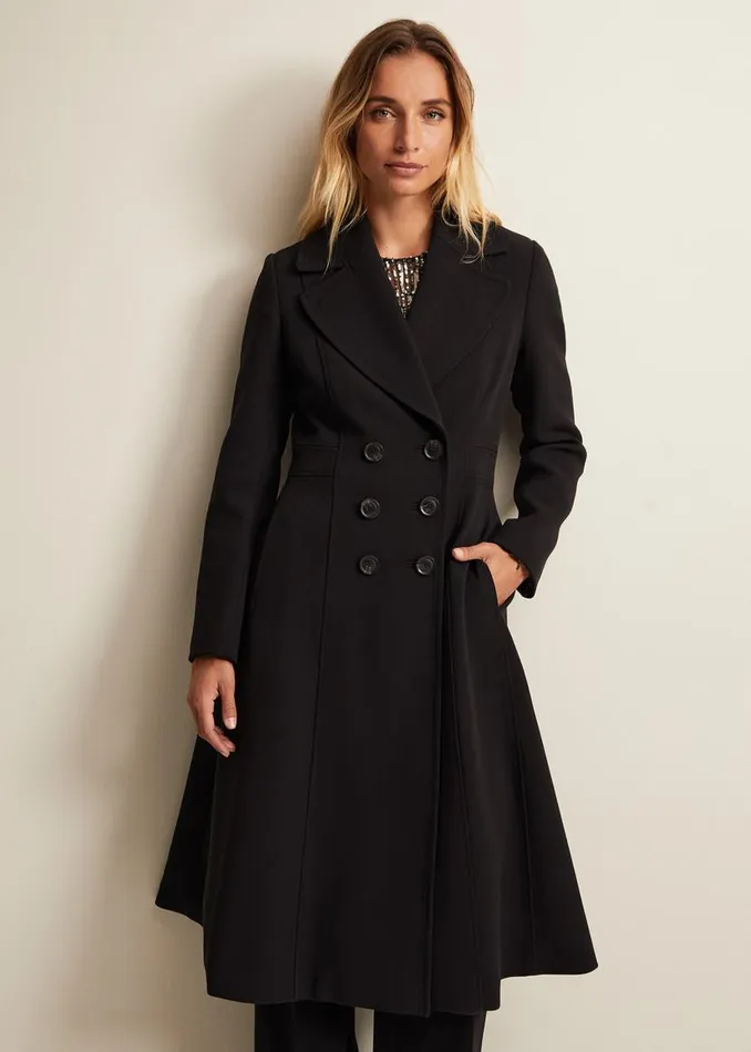 Phase Eight Coats Sandra Black Long Smart Coat Black 8211 Women