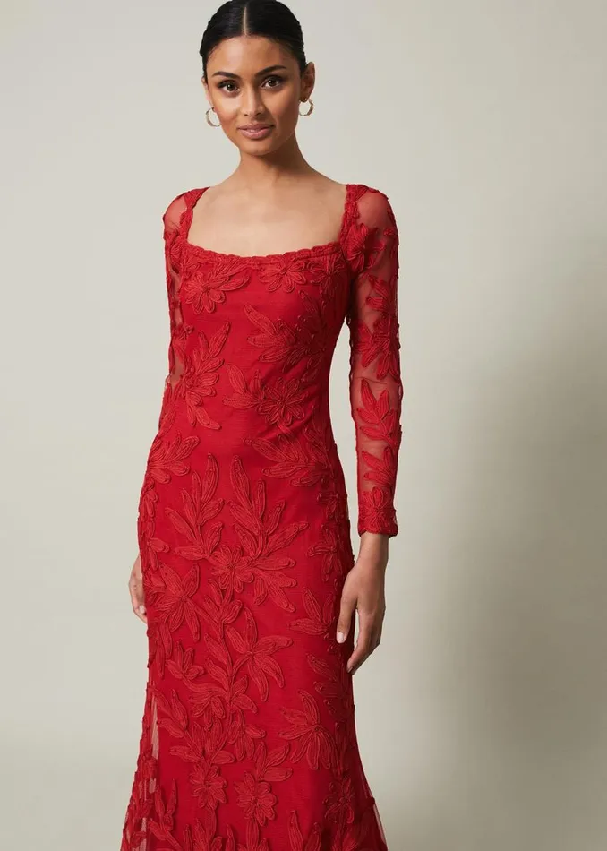 Phase Eight Dresses Alicia Tapework Maxi Dress Scarlet 8211 Women