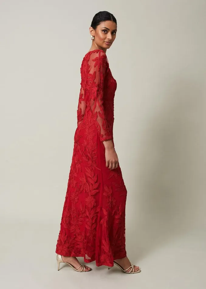Phase Eight Dresses Alicia Tapework Maxi Dress Scarlet 8211 Women