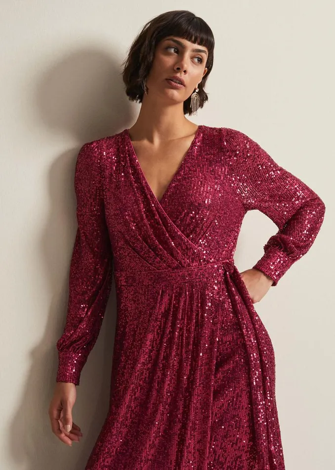 Phase Eight Dresses Amily Pink Sequin Maxi Dress Pink 8211 Women