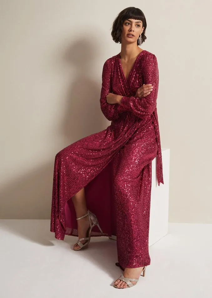 Phase Eight Dresses Amily Pink Sequin Maxi Dress Pink 8211 Women