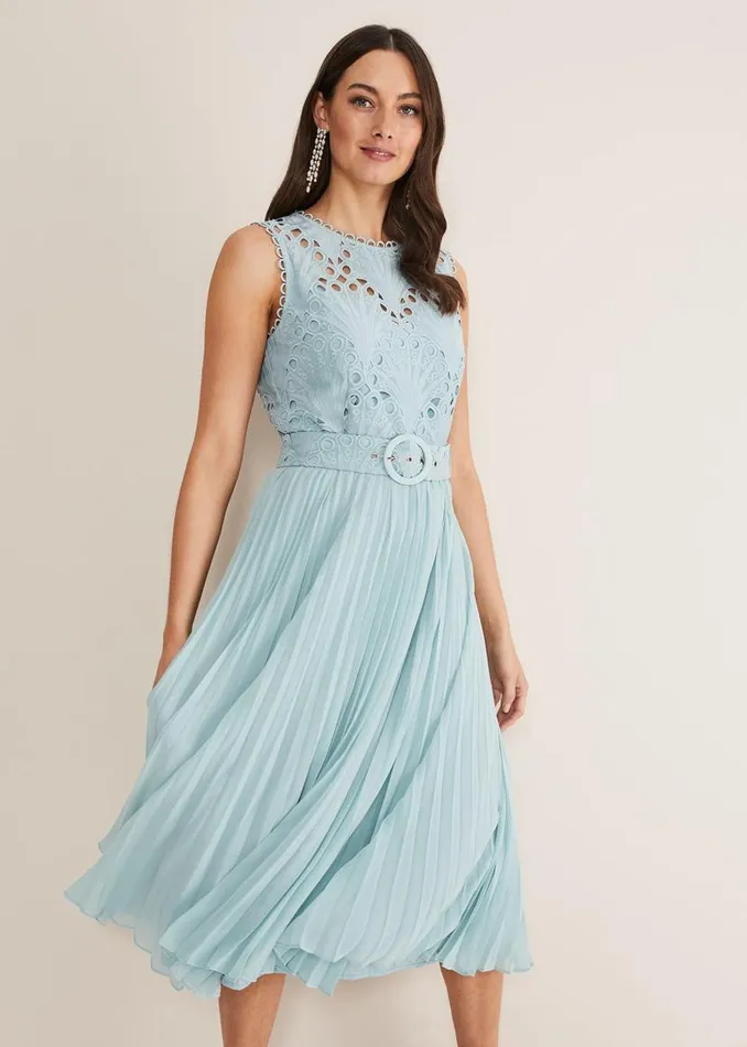 Phase Eight Dresses Amora Lace Bodice Midi Dress Peppermint 8211 Women