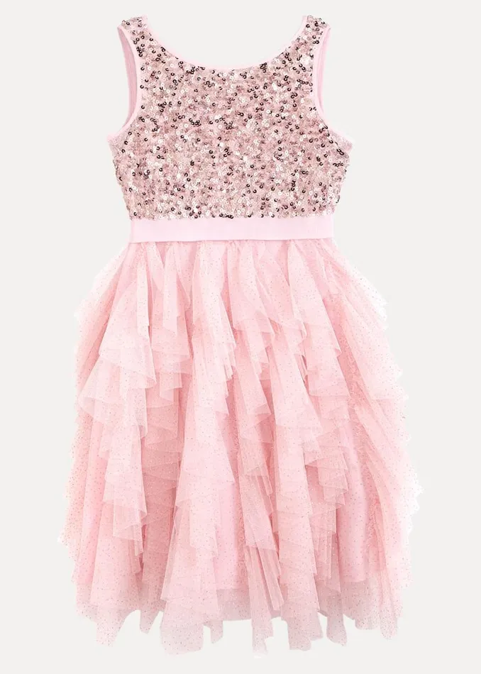 Phase Eight Dresses Andrina Sequin Ruffle Dress Pale Pink 8211 Women
