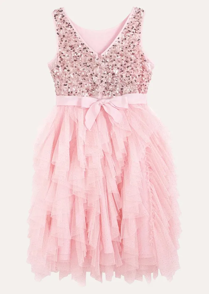 Phase Eight Dresses Andrina Sequin Ruffle Dress Pale Pink 8211 Women