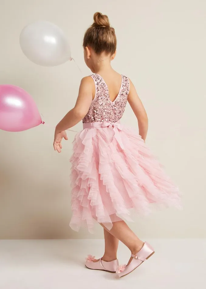 Phase Eight Dresses Andrina Sequin Ruffle Dress Pale Pink 8211 Women