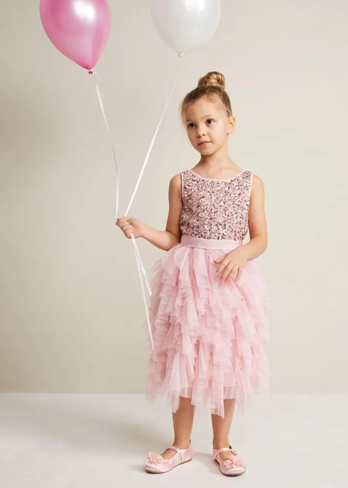 Phase Eight Dresses Andrina Sequin Ruffle Dress Pale Pink 8211 Women