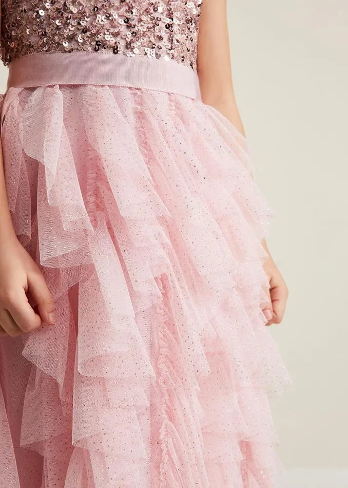 Phase Eight Dresses Andrina Sequin Ruffle Dress Pale Pink 8211 Women
