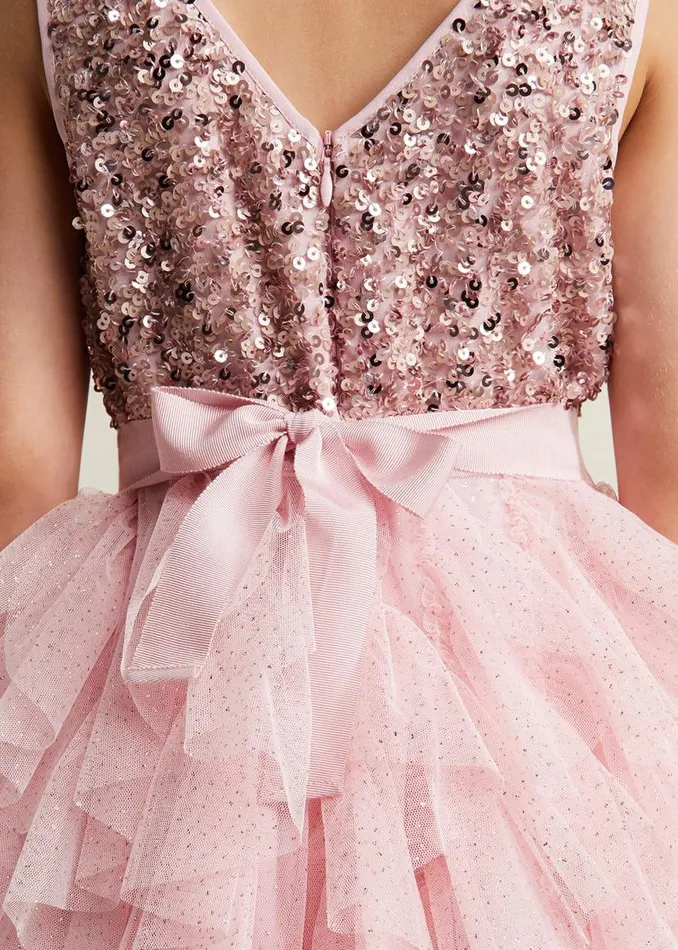 Phase Eight Dresses Andrina Sequin Ruffle Dress Pale Pink 8211 Women
