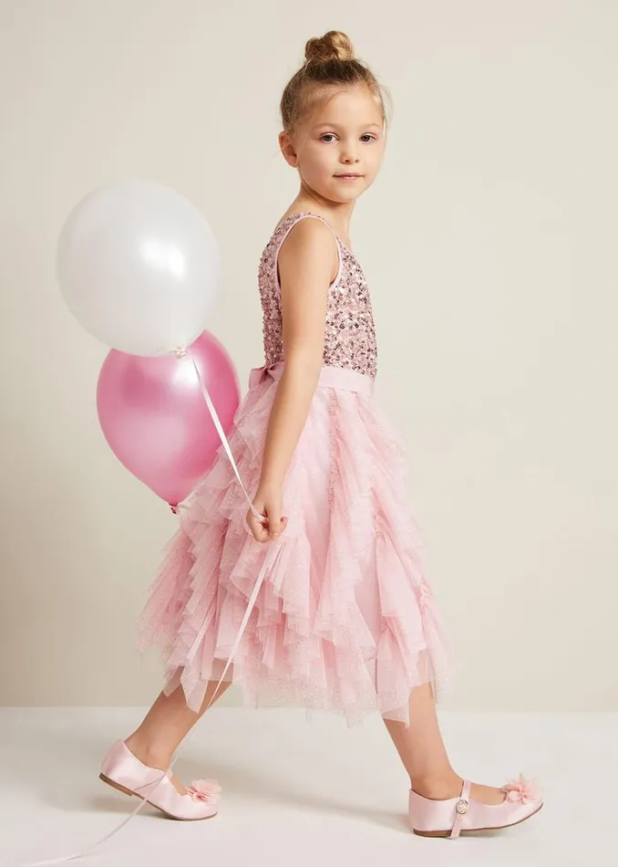Phase Eight Dresses Andrina Sequin Ruffle Dress Pale Pink 8211 Women