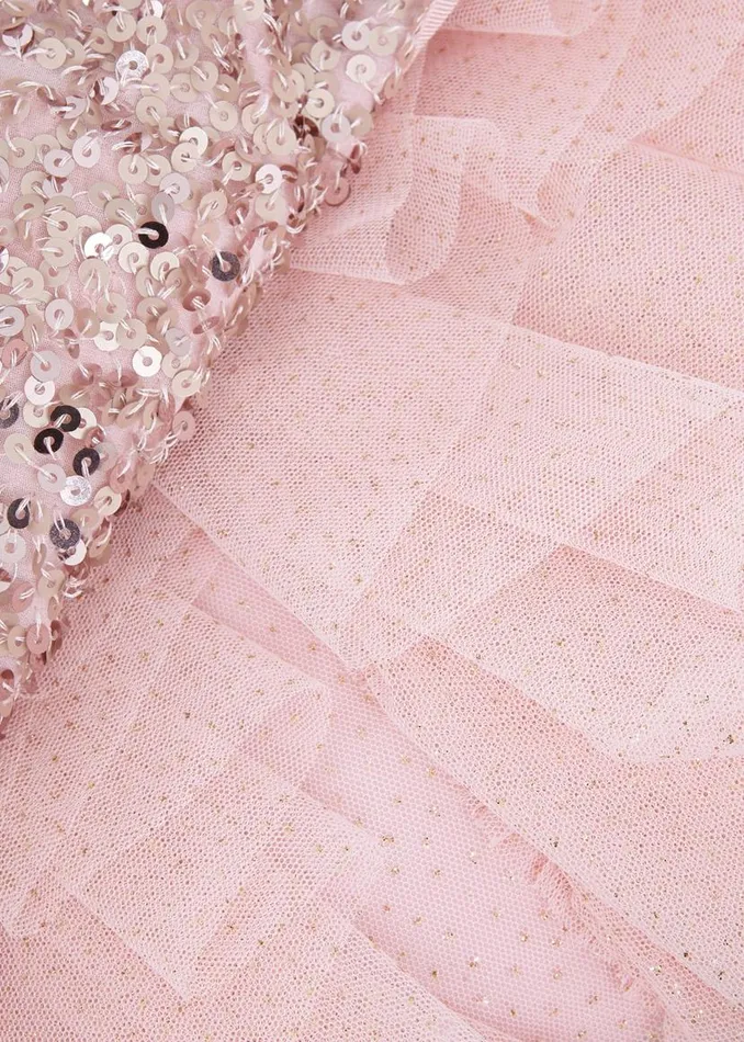 Phase Eight Dresses Andrina Sequin Ruffle Dress Pale Pink 8211 Women