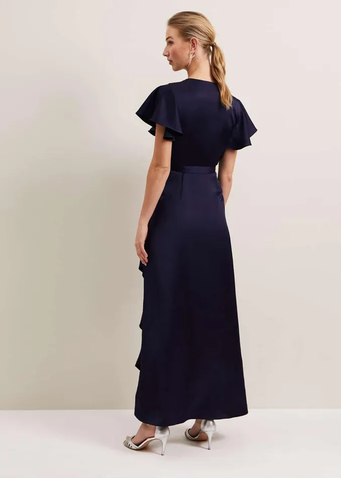 Phase Eight Dresses Arabella Satin Maxi Dress Navy 8211 Women