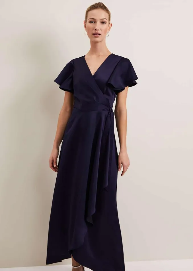 Phase Eight Dresses Arabella Satin Maxi Dress Navy 8211 Women