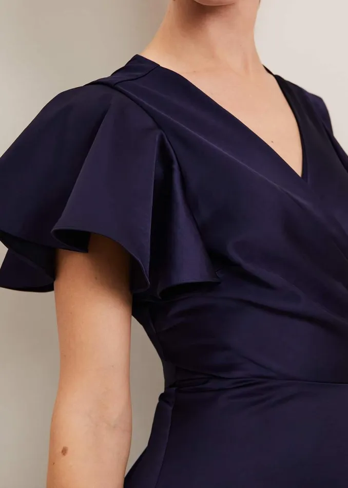Phase Eight Dresses Arabella Satin Maxi Dress Navy 8211 Women