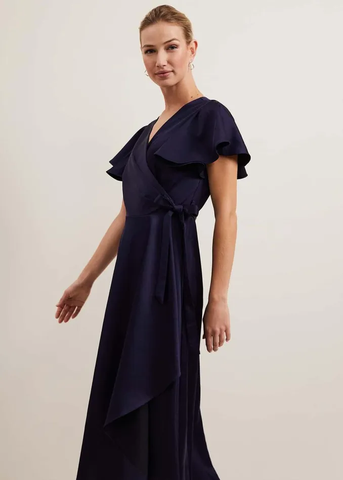 Phase Eight Dresses Arabella Satin Maxi Dress Navy 8211 Women