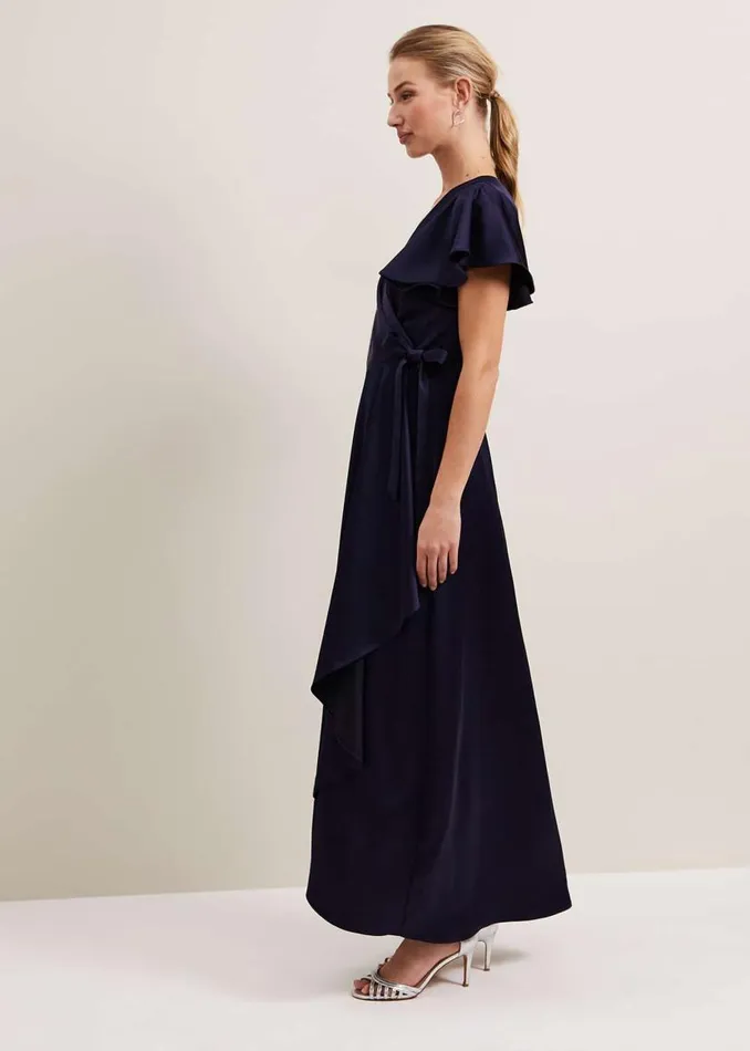 Phase Eight Dresses Arabella Satin Maxi Dress Navy 8211 Women
