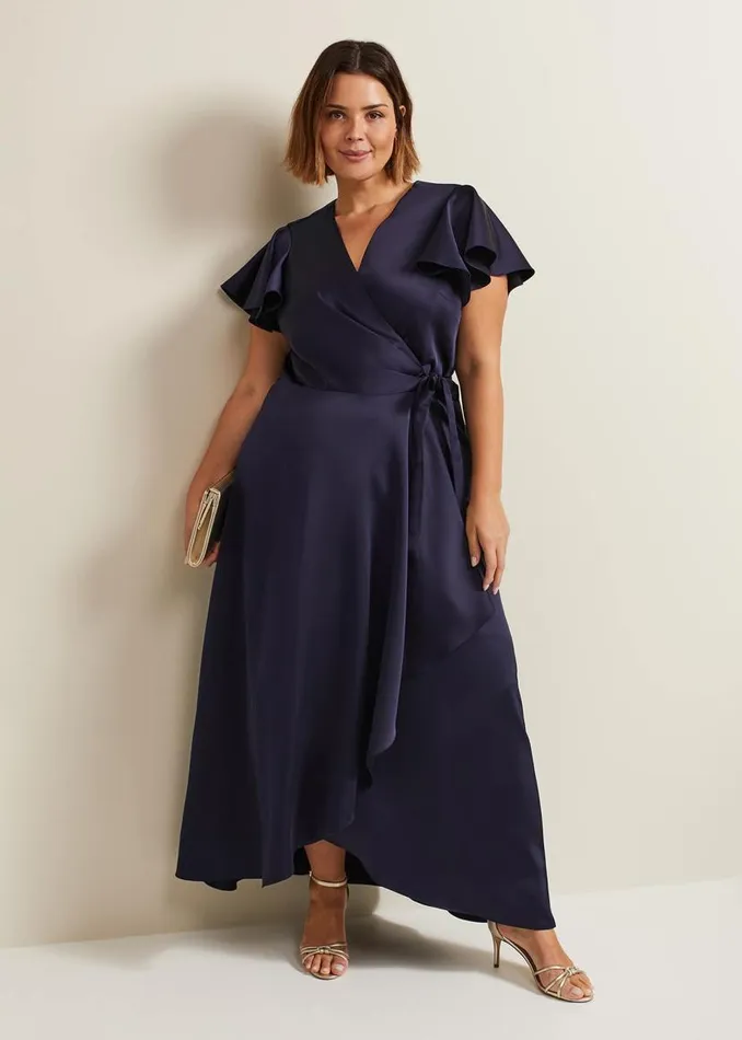 Phase Eight Dresses Arabella Satin Maxi Dress Navy 8211 Women