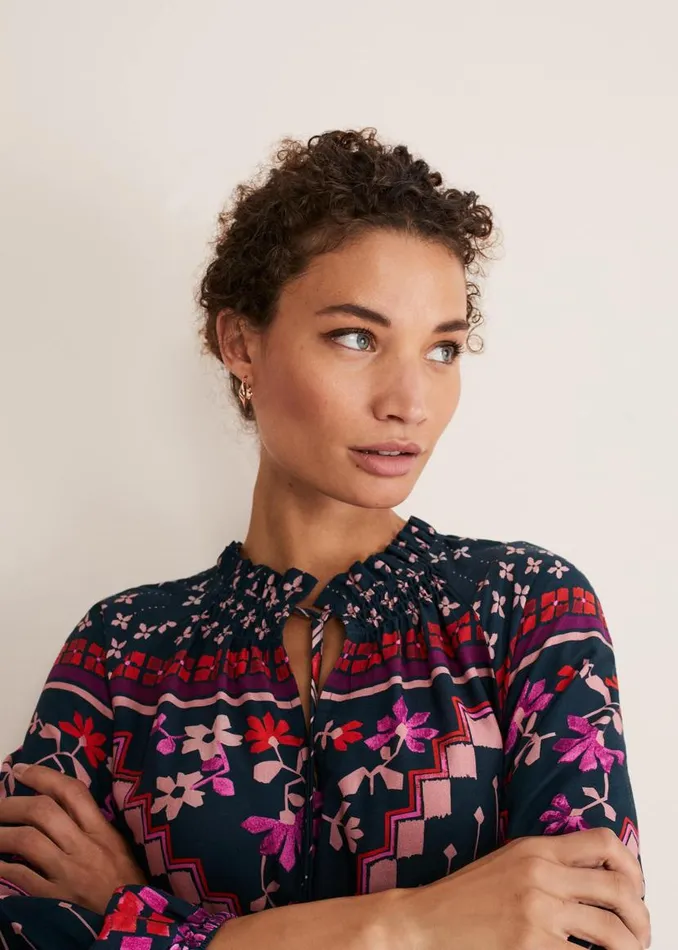 Phase Eight Dresses Asa Tile Print Midaxi Dress Navypink 8211 Women