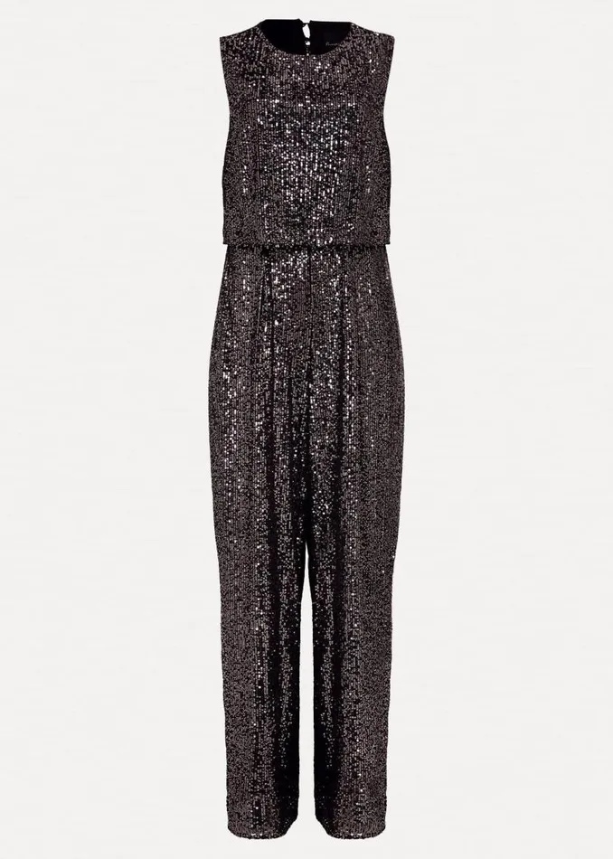 Phase Eight Dresses Aubrey Sequin Wide Leg Jumpsuit Gunmetal 8211 Women