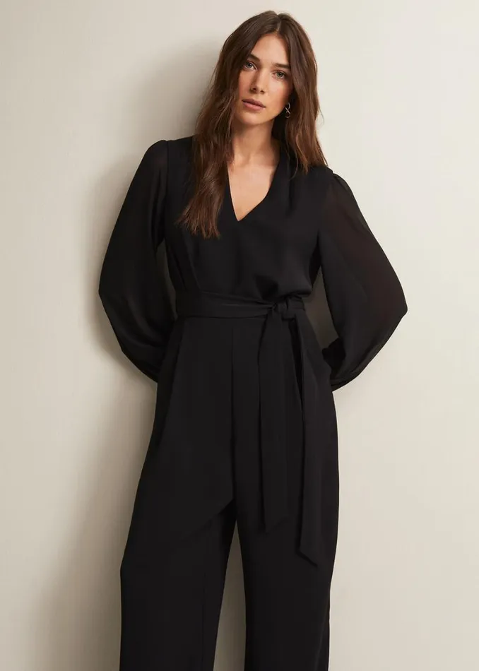 Phase Eight Dresses Audrey Black Wide Leg Jumpsuit Black 8211 Women