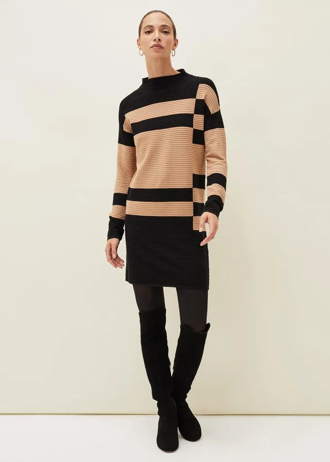 Phase Eight Dresses Azera Colourblock Textured Knit Dress Camelblack 8211 Women Phase Eight Dresses Azera Colourblock Textured Knit Dress Camelblack 8211 Women