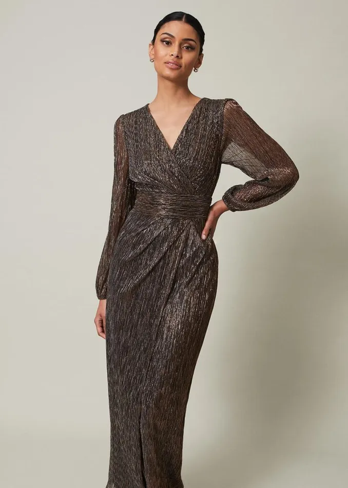 Phase Eight Dresses Brielle Shimmer Maxi Dress Bronze 8211 Women