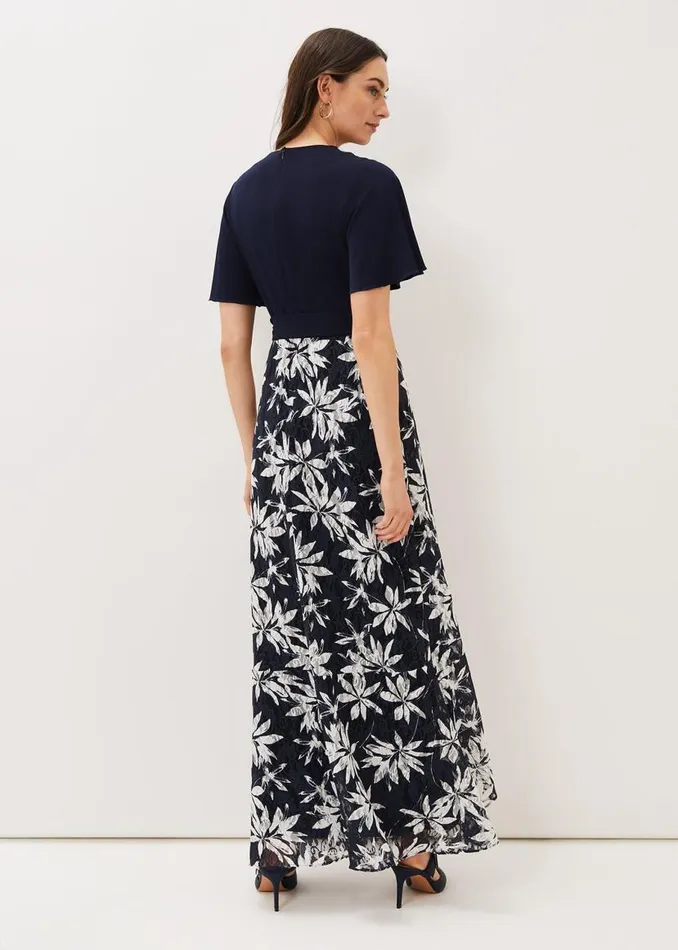 Phase Eight Dresses Brogan Lace Skirt Maxi Dress Navyivory 8211 Women