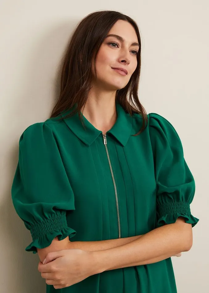 Phase Eight Dresses Candice Zip Swing Dress Green 8211 Women