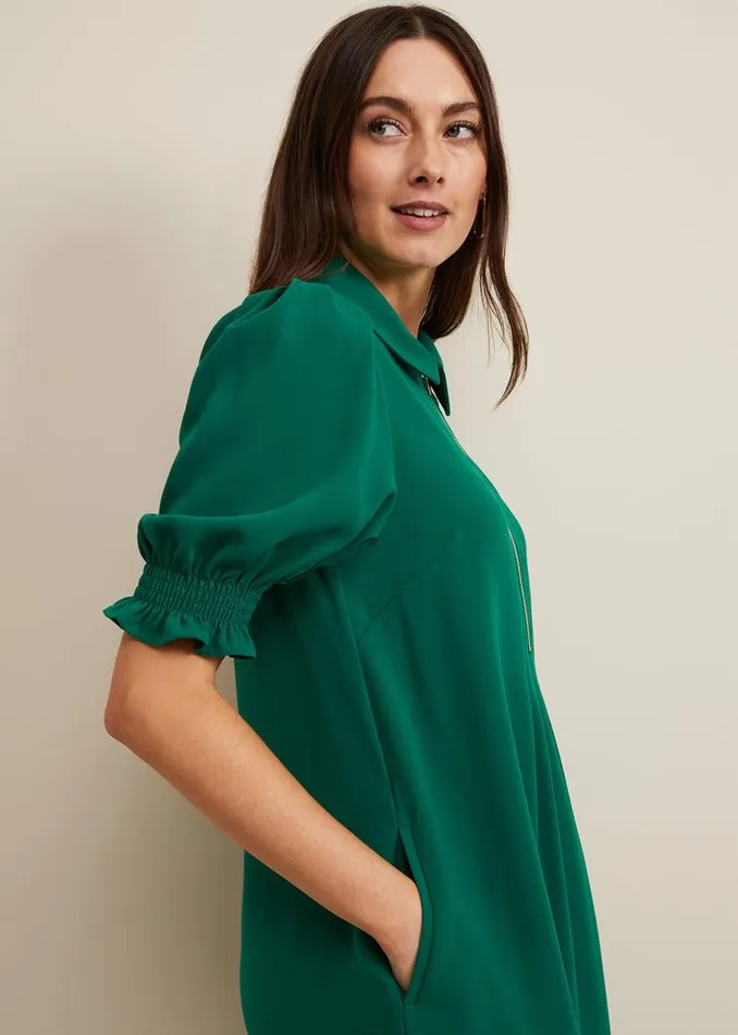 Phase Eight Dresses Candice Zip Swing Dress Green 8211 Women