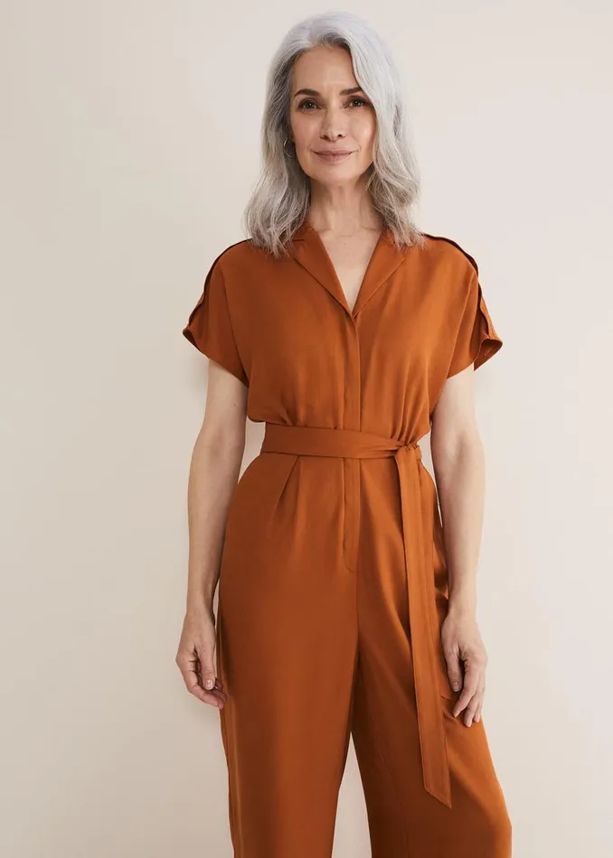 Phase Eight Dresses Cora Belted Jumpsuit Burnt Orange 8211 Women