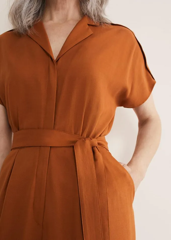 Phase Eight Dresses Cora Belted Jumpsuit Burnt Orange 8211 Women