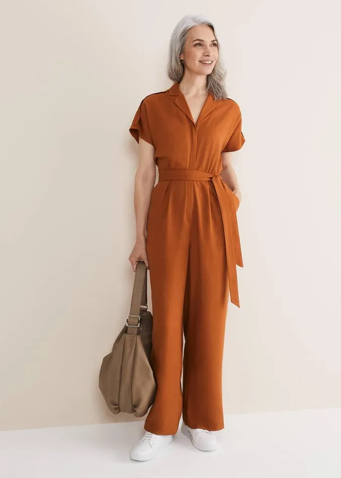 Phase Eight Dresses Cora Belted Jumpsuit Burnt Orange 8211 Women