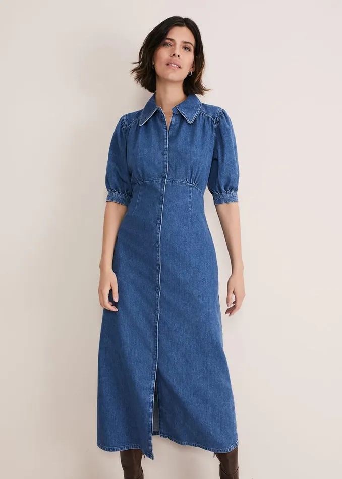 Phase Eight Dresses Cosette Denim Midaxi Dress Blue 8211 Women