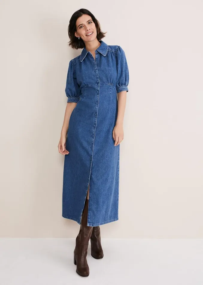Phase Eight Dresses Cosette Denim Midaxi Dress Blue 8211 Women